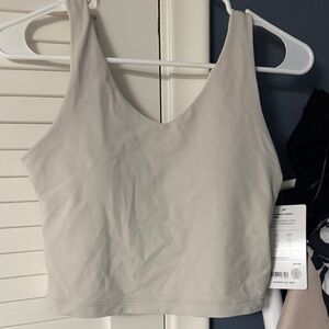 Athleta LightTranscend V Neck Cream Crop Bra